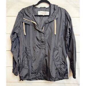 Coach New York Womens Black Anorak Windbreaker Jacket Pullover Hooded Size M
